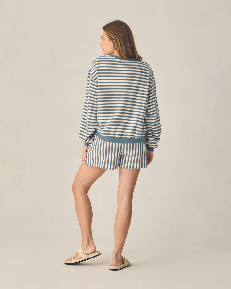 Rylee + Cru Women's Oversized Crew + Short Set || Marine