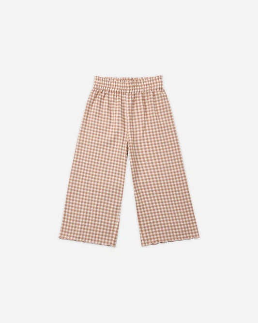 Rylee + Cru Wide Leg Pant || Fawn Gingham
