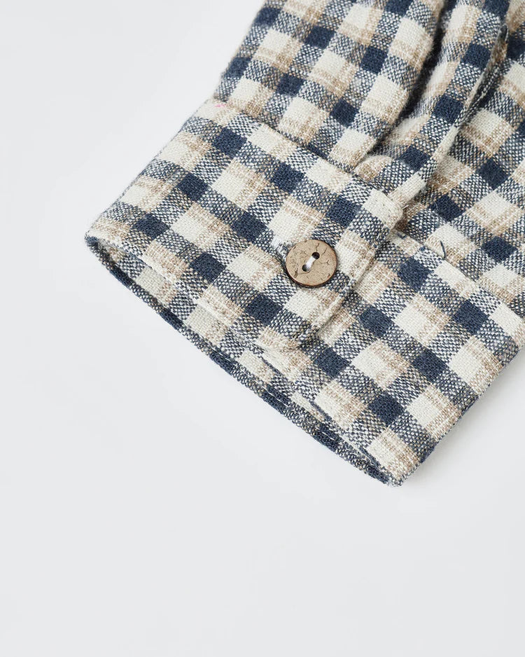 Rylee + Cru Collared Long Sleeve Shirt || Navy Check