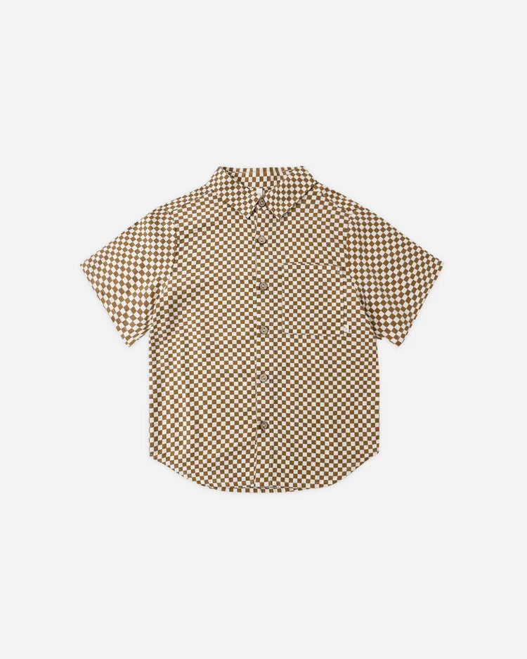 *PRE-ORDER* Rylee + Cru Collared Short Sleeve Shirt || Ocre Check
