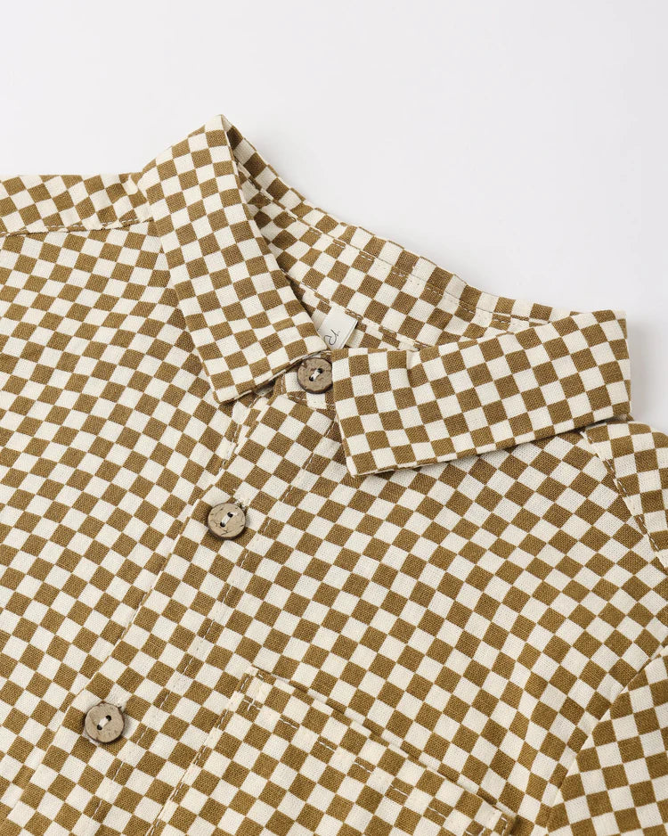 *PRE-ORDER* Rylee + Cru Collared Short Sleeve Shirt || Ocre Check