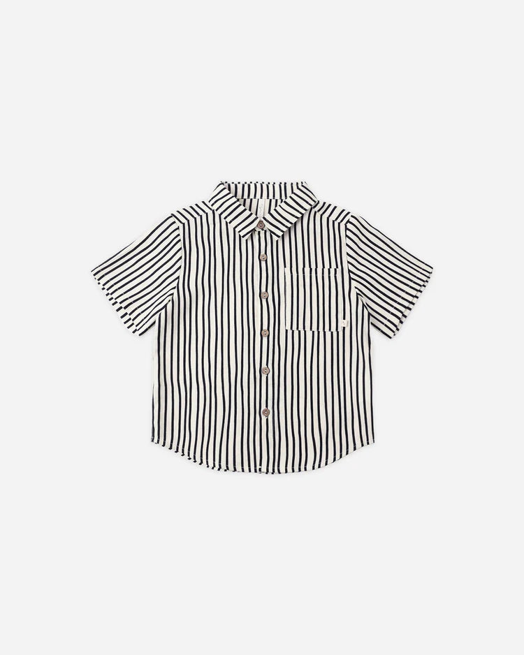 Rylee + Cru Collared Short Sleeve Shirt || Wavy Stripe