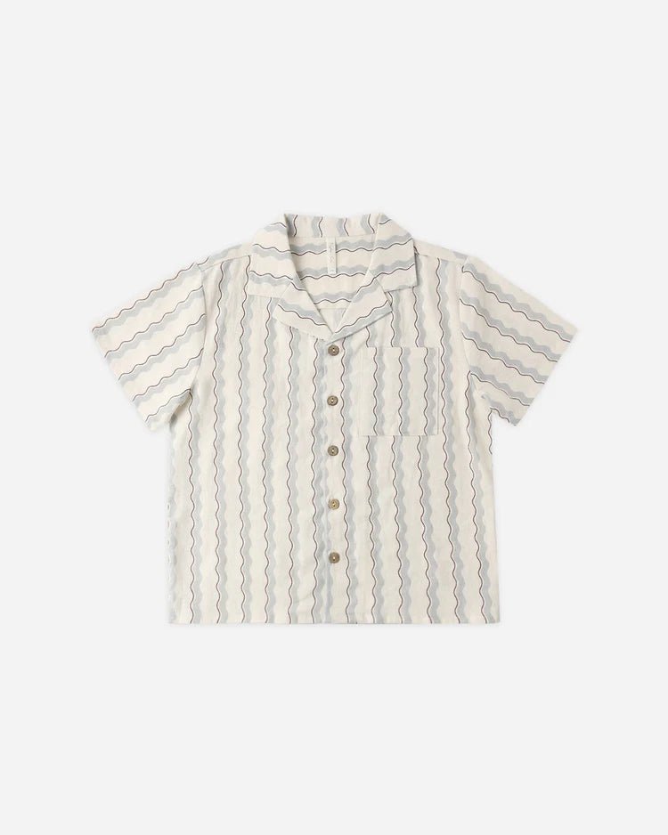 Rylee + Cru Lapel Collar Shirt || Wave Striipe