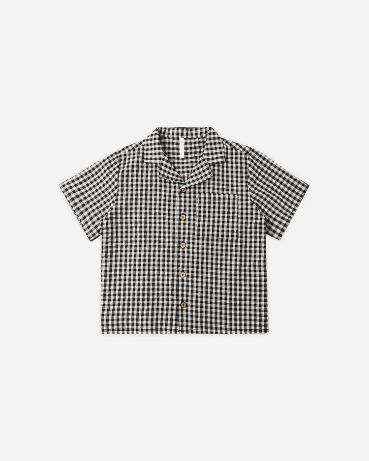 Rylee + Cru Lapel Collar Shirt || Black Check