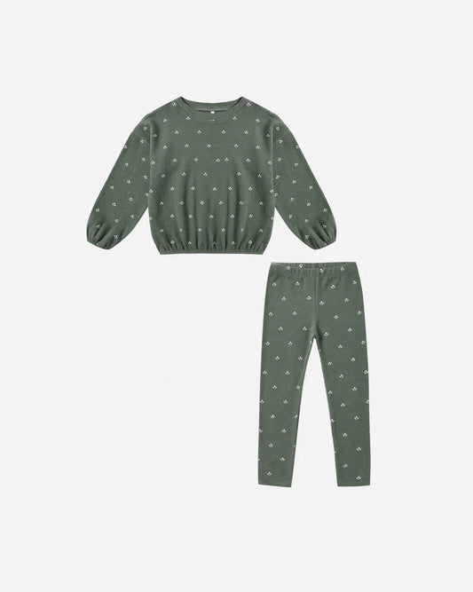 Rylee + Cru Spongy Knit Set || Evergreen Ditsy