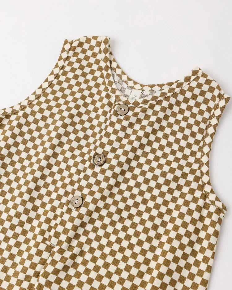 *PRE-ORDER* Rylee + Cru Maverick Romper || Ocre Check