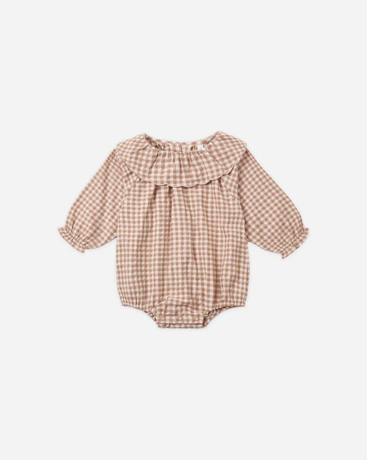 Rylee + Cru Colette Romper || Fawn Gingham