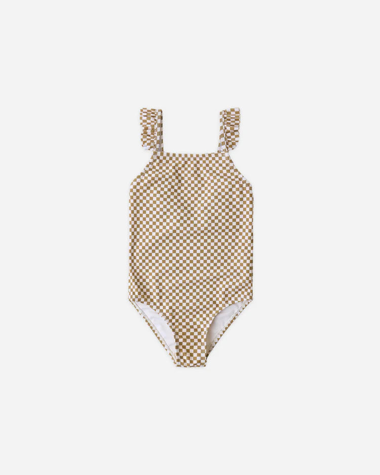 Rylee + Cru Positano One-Piece || Ocre Check