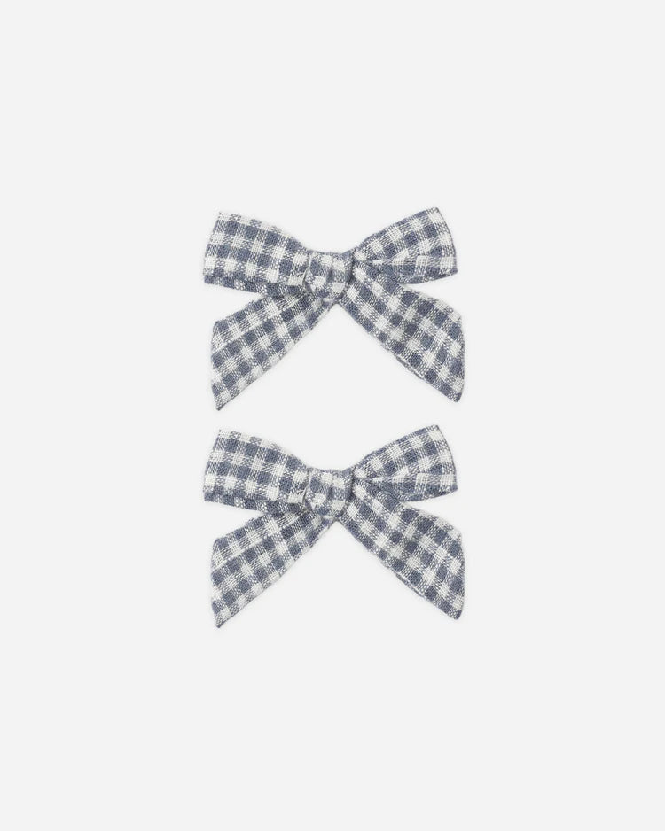 Rylee + Cru Bows, Set of 2 || Marine Gingham