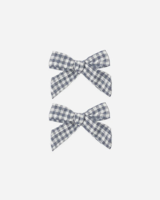 PRE-ORDER Rylee + Cru Bows, Set of 2 || Marine Gingham