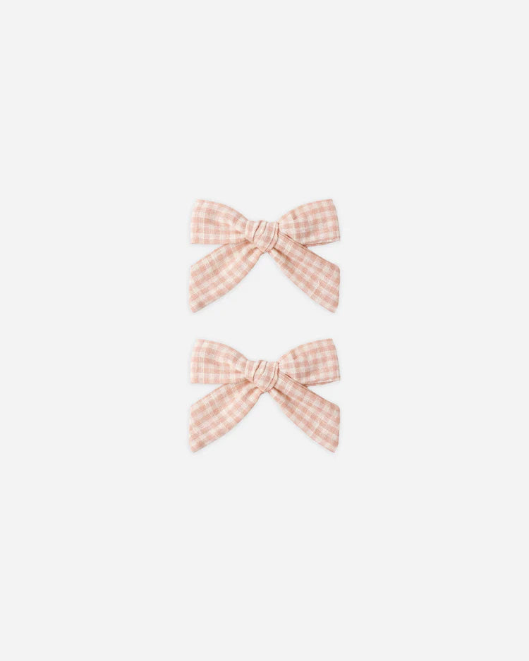 Rylee + Cru Bows, Set of 2 || Petal Gingham