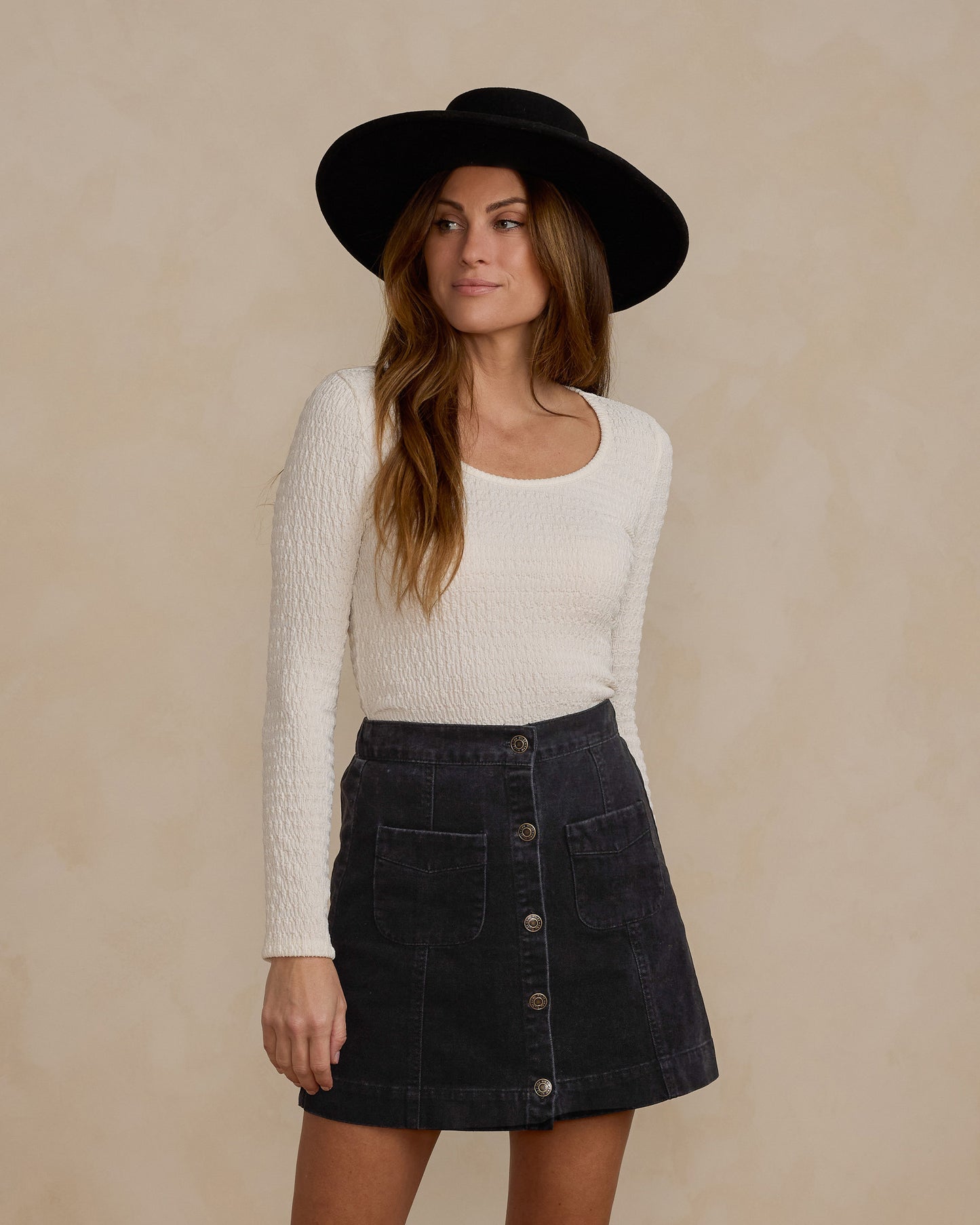 Rylee and Cru Denver Mini Skirt || Washed Black