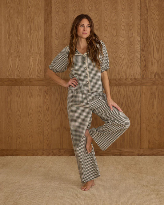 Rylee + Cru Ruffle Pajamas || Evergreen Gingham