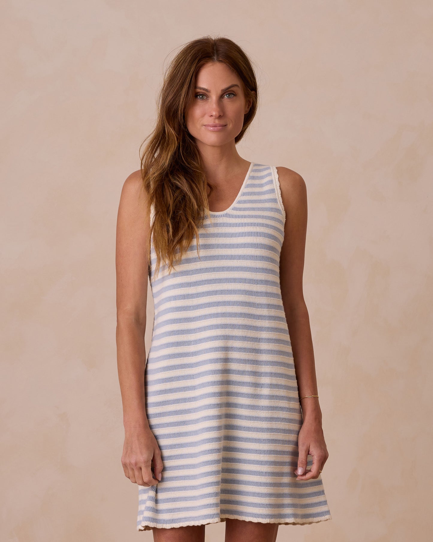 Rylee + Cru Crochet Tank Mini Dress || Blue Stripe