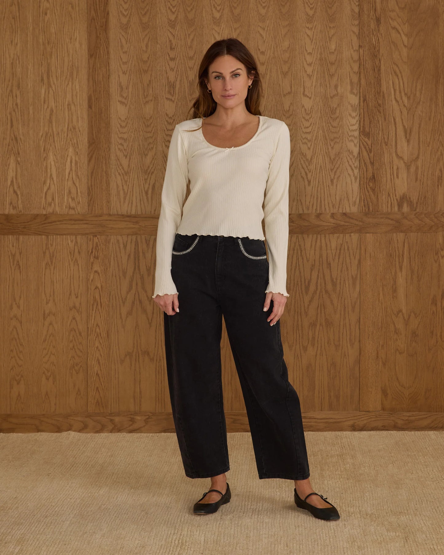 PRE-ORDER Rylee + Cru Ribbed Long Sleeve || Ivory
