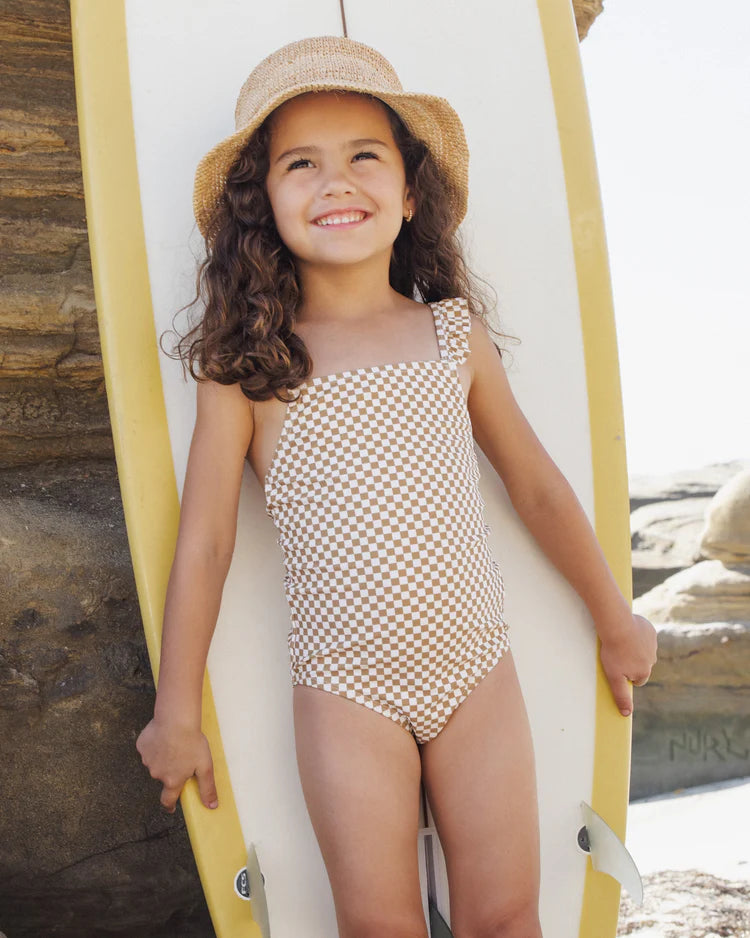 Rylee + Cru Positano One-Piece || Ocre Check