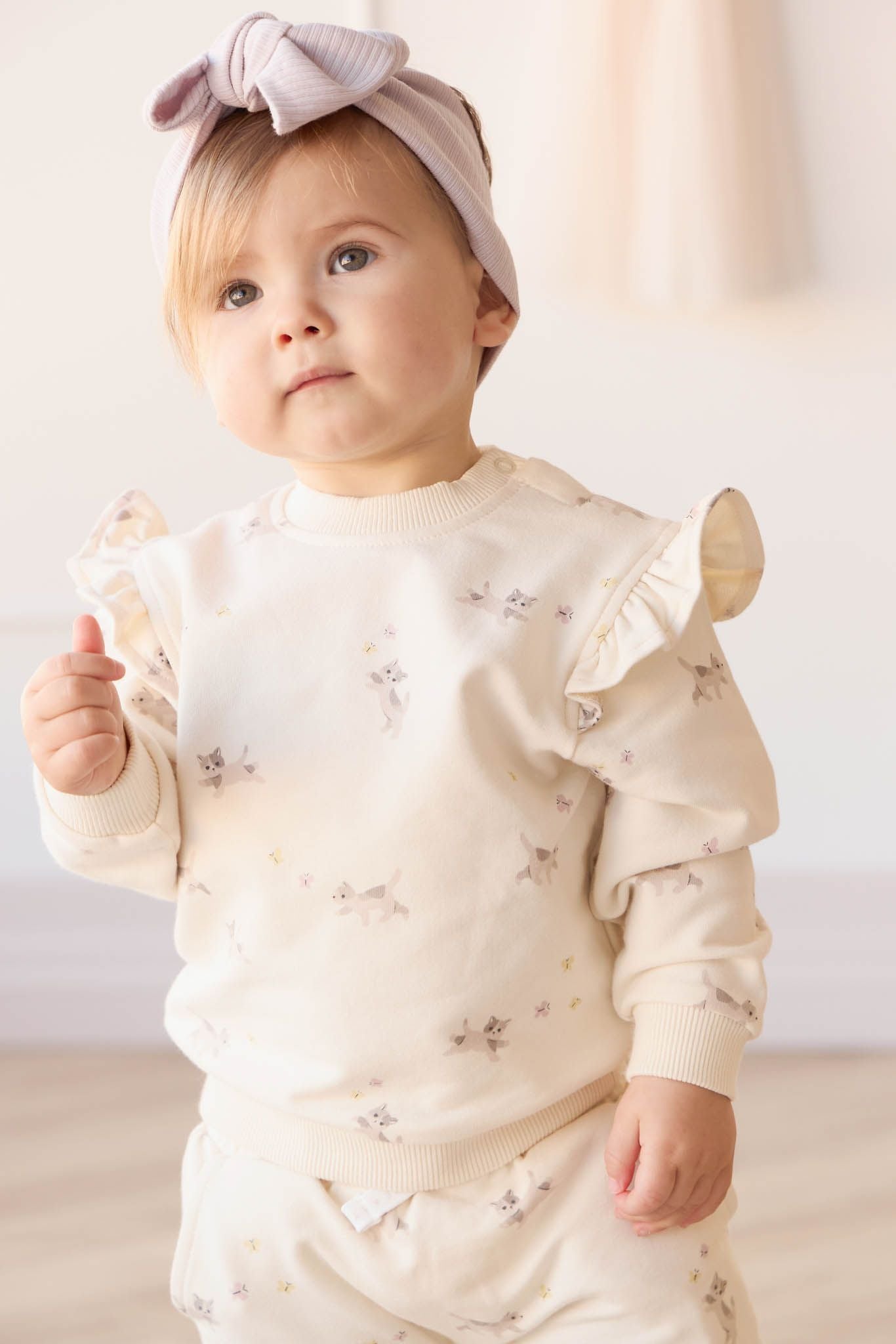 Jamie Kay Organic Cotton Maple Sweatshirt || Playful Kittens Whisper