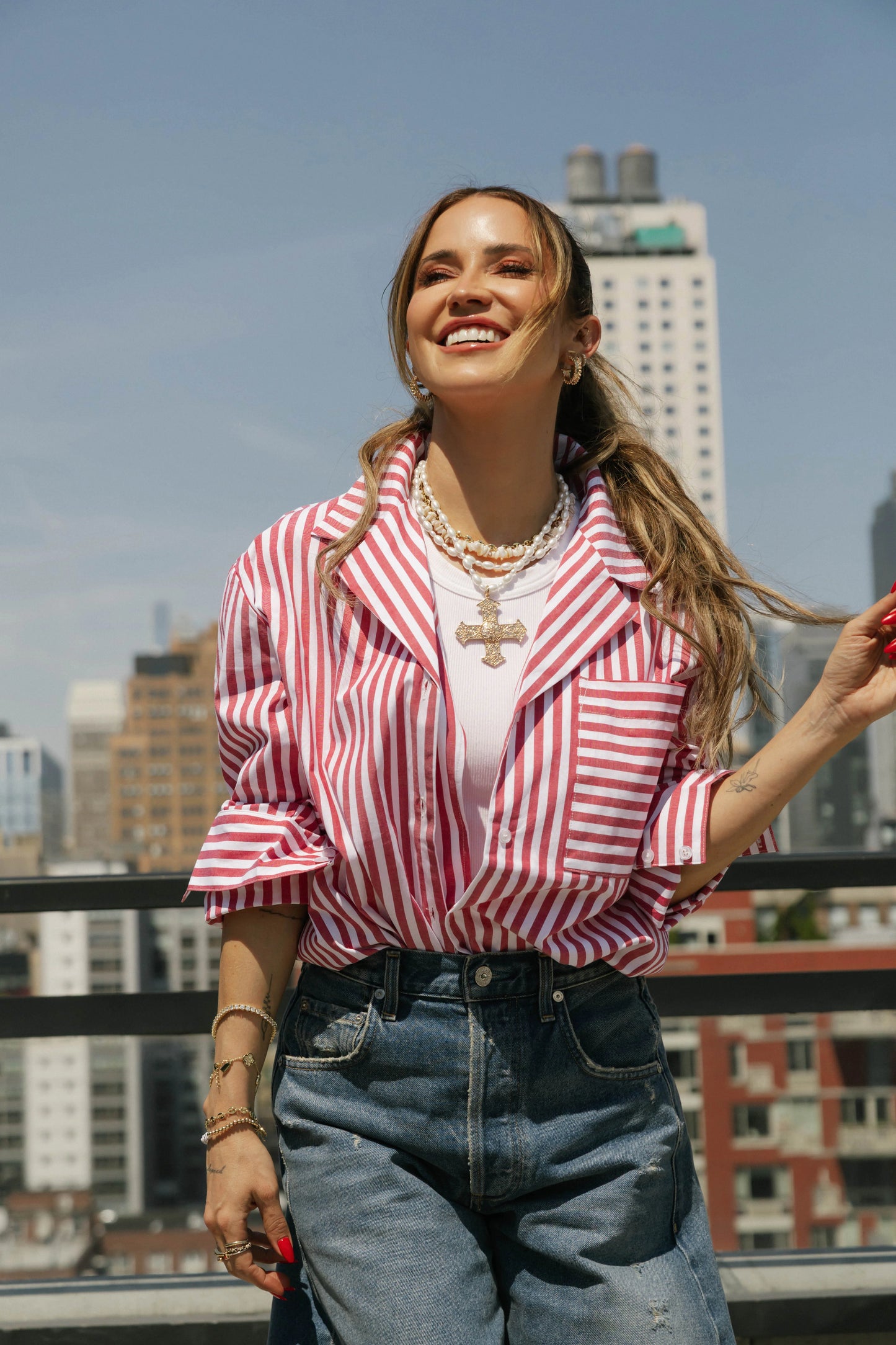 Smash + Tess Kaitlyn Cotton Button Down Shirt || Faded Red