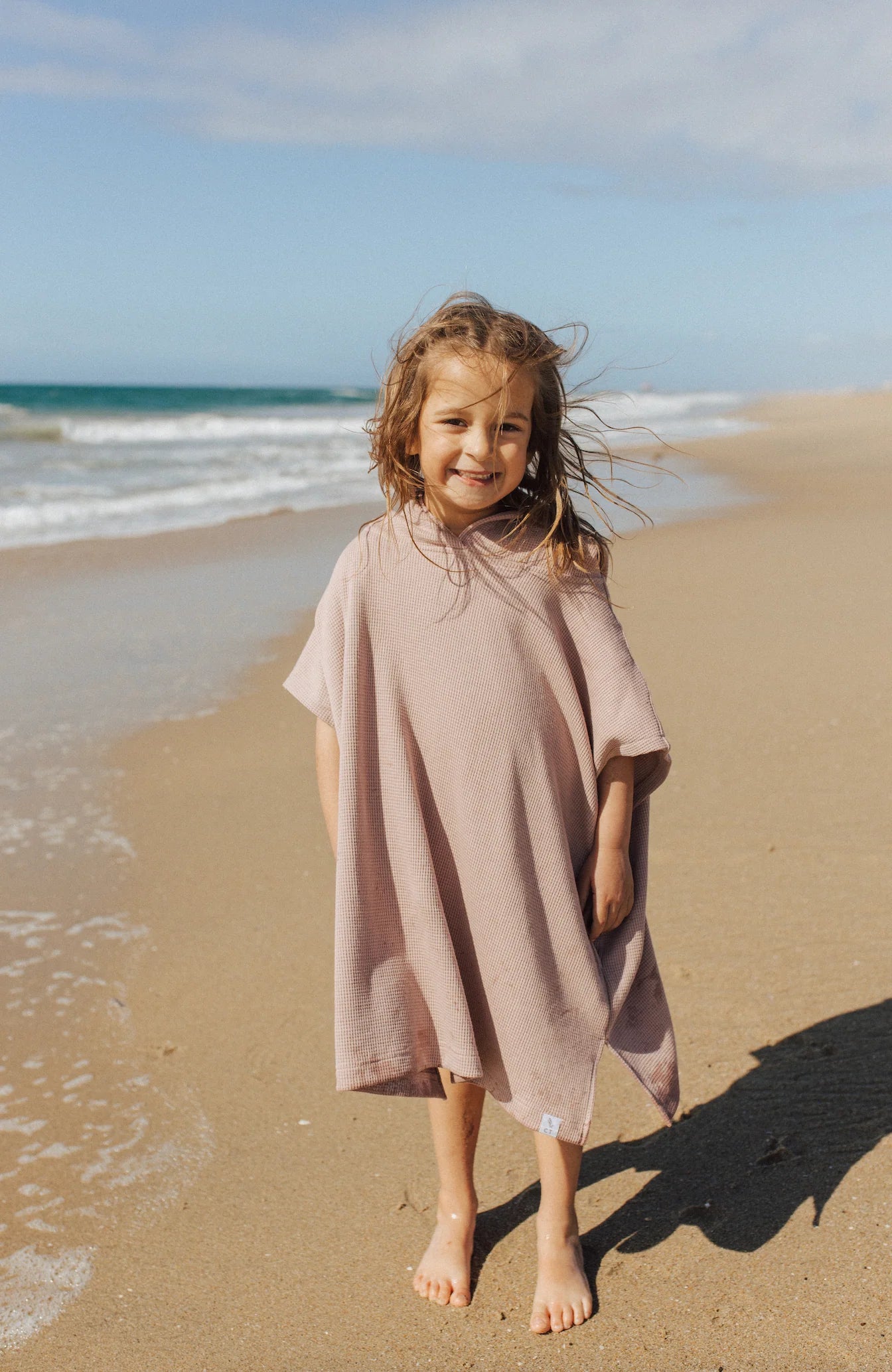 Current Tyed Waffle Beach Poncho || Dusty Rose