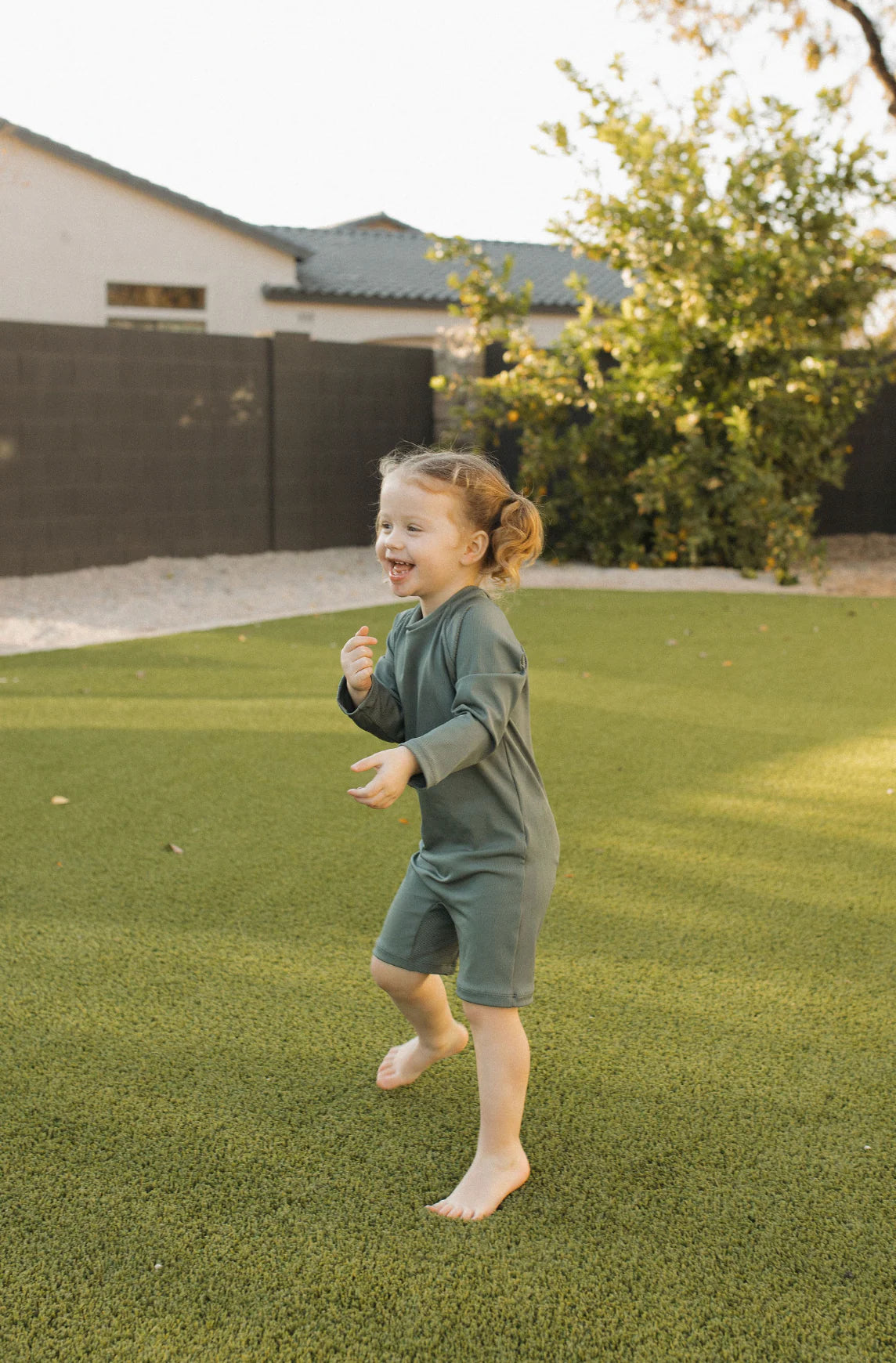 Current Tyed Sunsuit || Solid Dark Green Ribbed