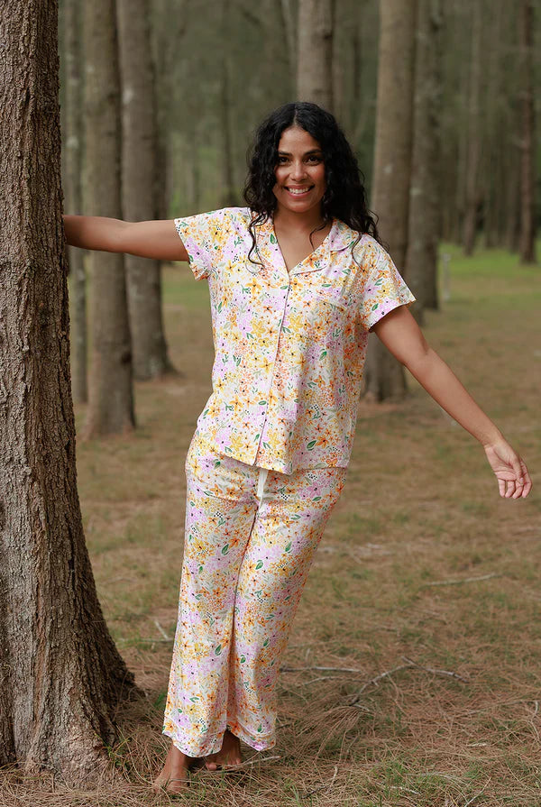 Bambi & Birdie Ladies Button Up Cropped Pant Set || Fresh Bloom