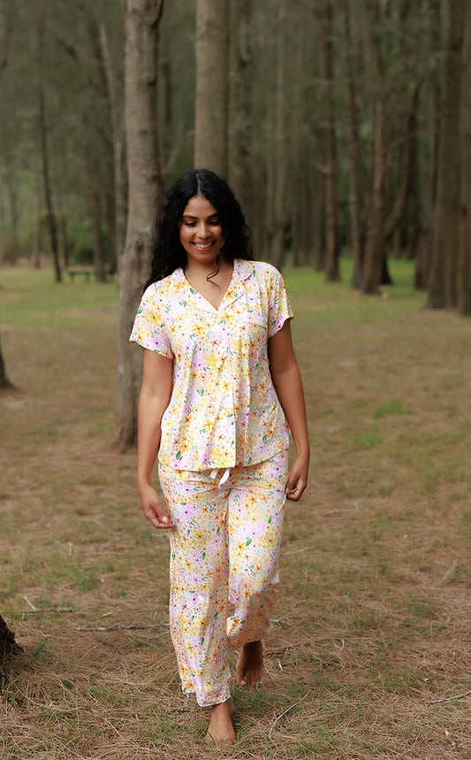 Bambi & Birdie Ladies Button Up Cropped Pant Set || Fresh Bloom