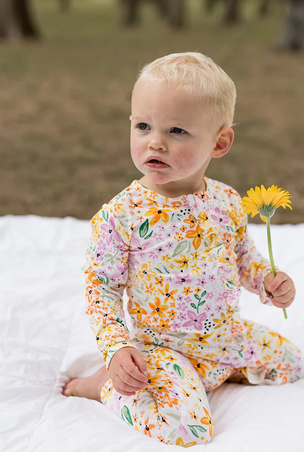 Bambi & Birdie Ruffled Zipper Sleeper || Fresh Bloom