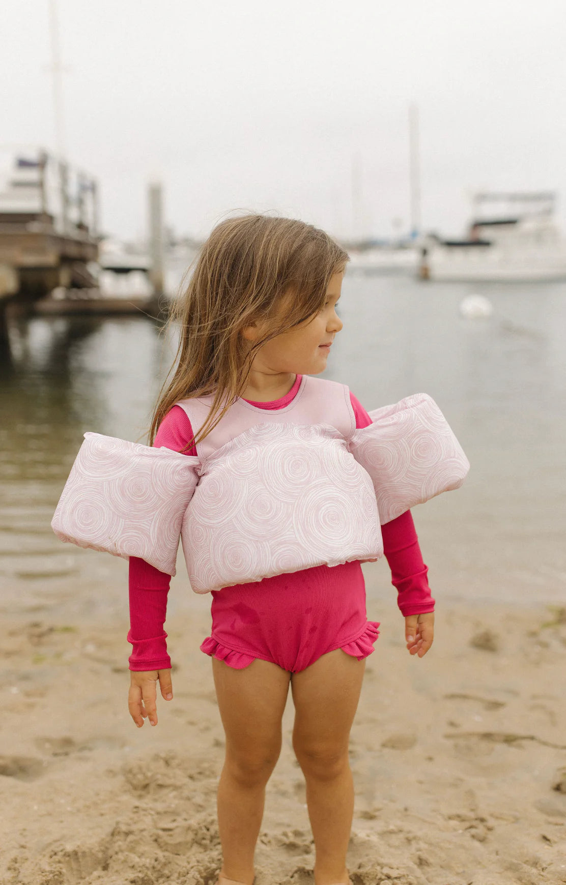 Current Tyed Ruffle Rashguard Suit || Ribbed Hot Pink