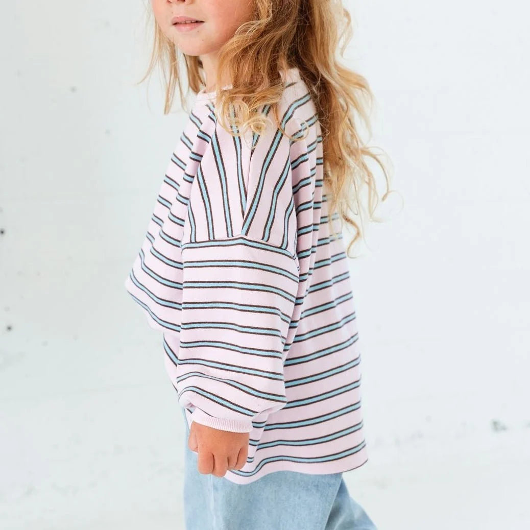 Roobear Striped Crewneck || Pink + Blue