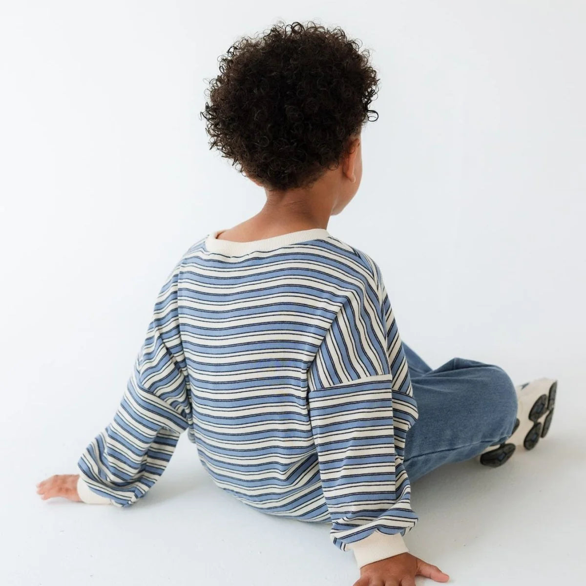 Roobear Striped Crewneck || Blue + Cream