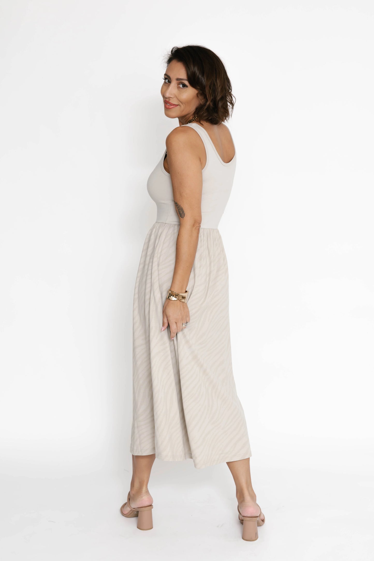 Smash + Tess Tatiana Midi Dress || Seashell/Sahara Tiger