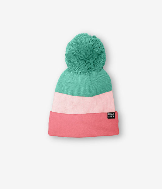 Headster Tricolor Beanie Lined with Fleece || Coral Love