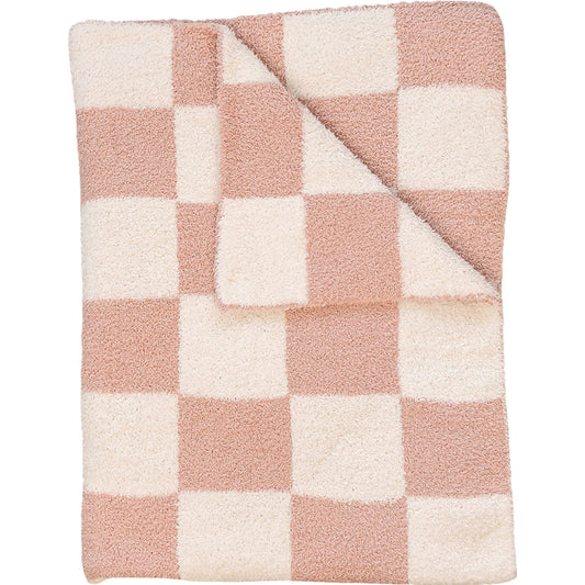 Mebie Baby Plush Baby Blanket || Pink Checkered
