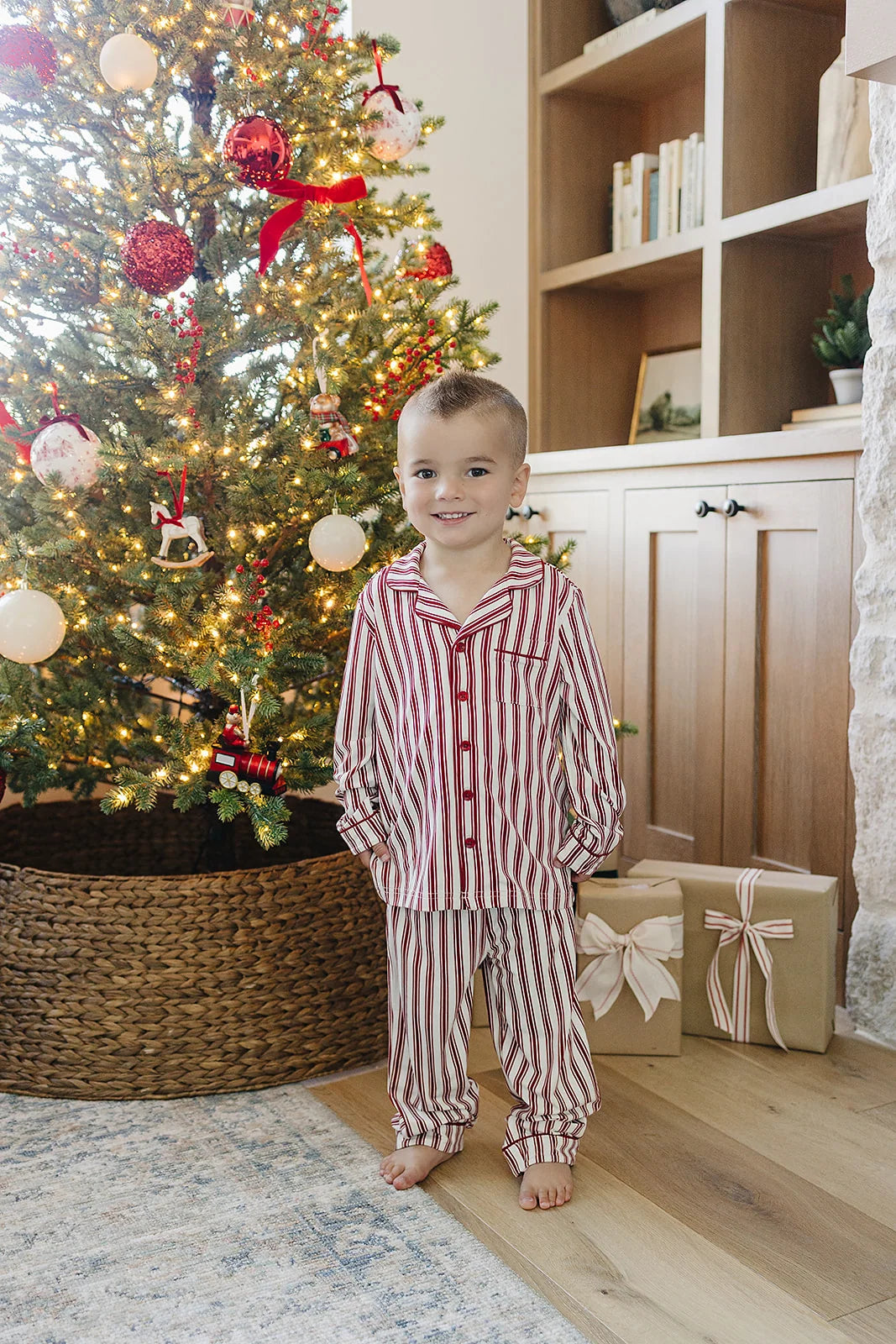 Mebie Baby Collared Bamboo Set || Red Stripe