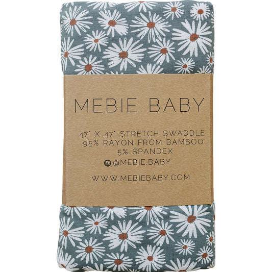 Mebie Baby Bamboo Stretch Swaddle || Dark Green Daisy