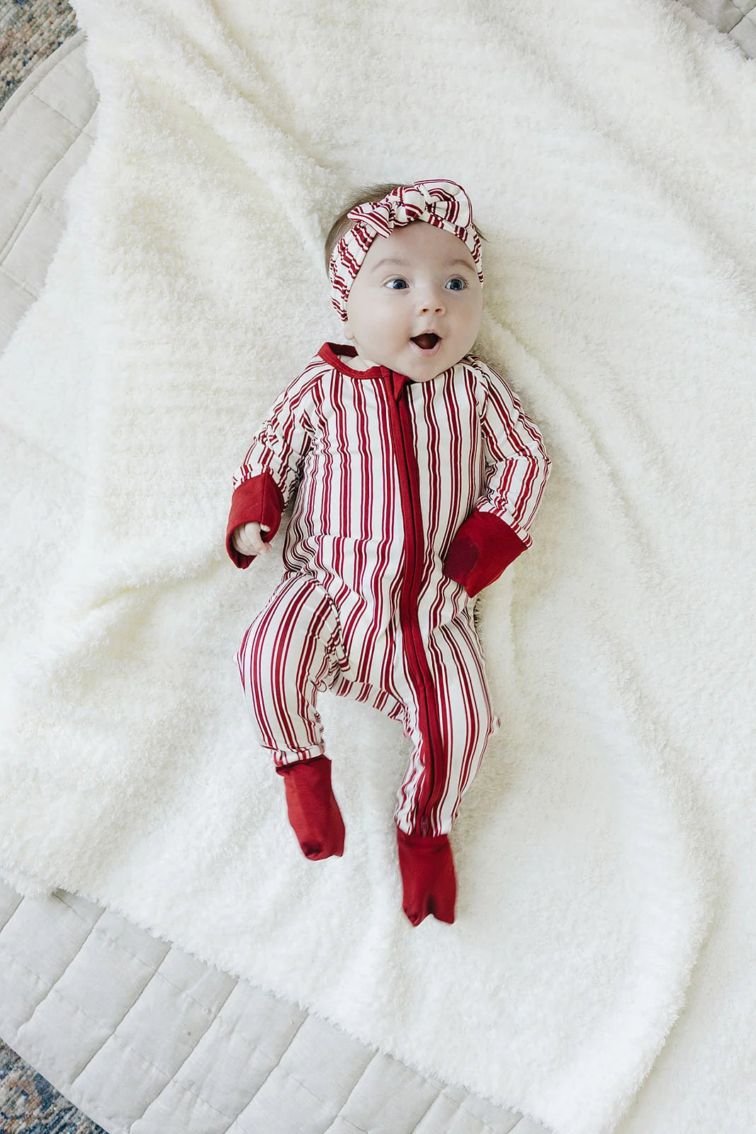 Mebie Baby Bamboo Zipper || Red Stripe