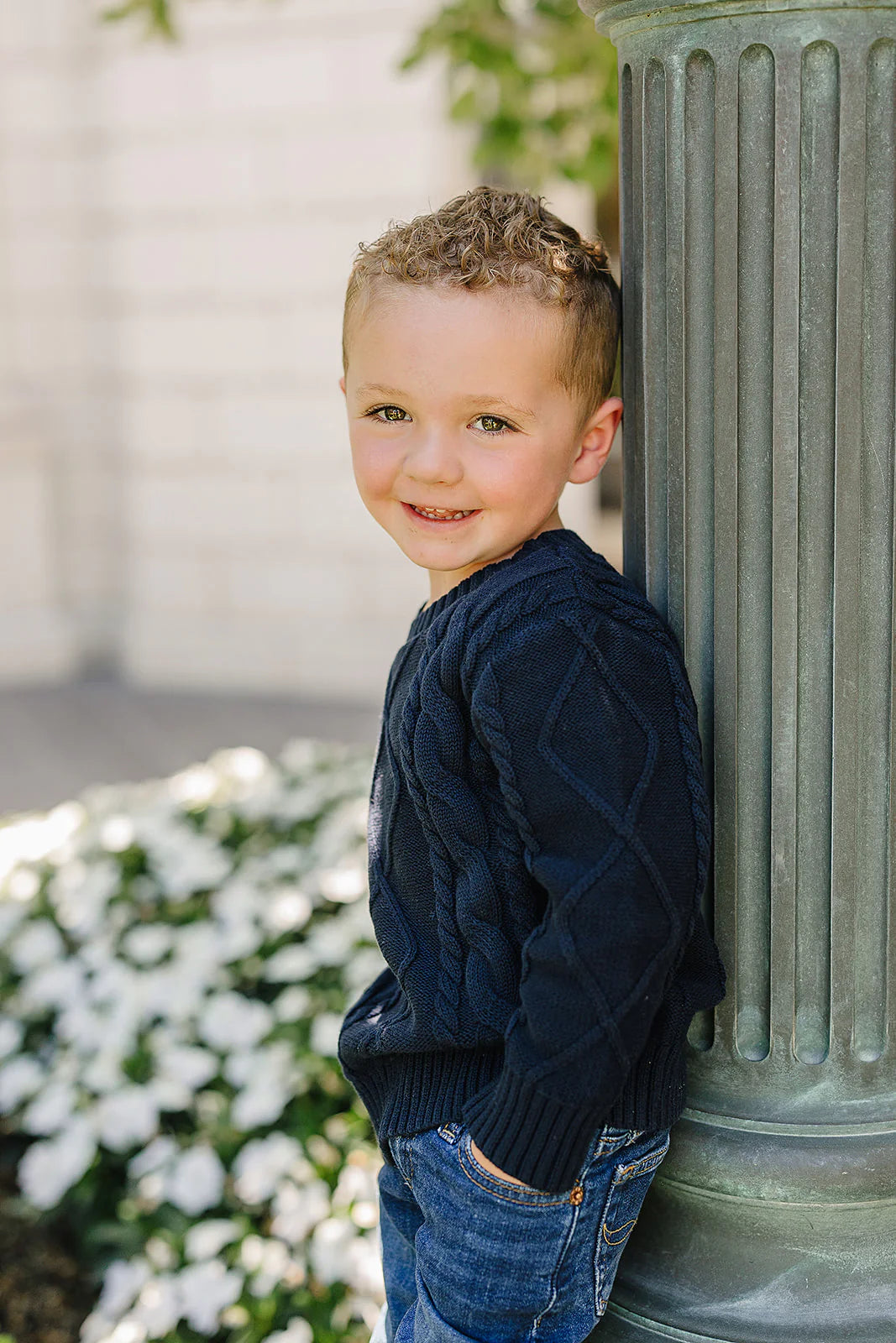 Mebie Baby Navy Cable Knit Sweater