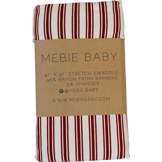 Mebie Baby Bamboo Stretch Swaddle || Red Stripes
