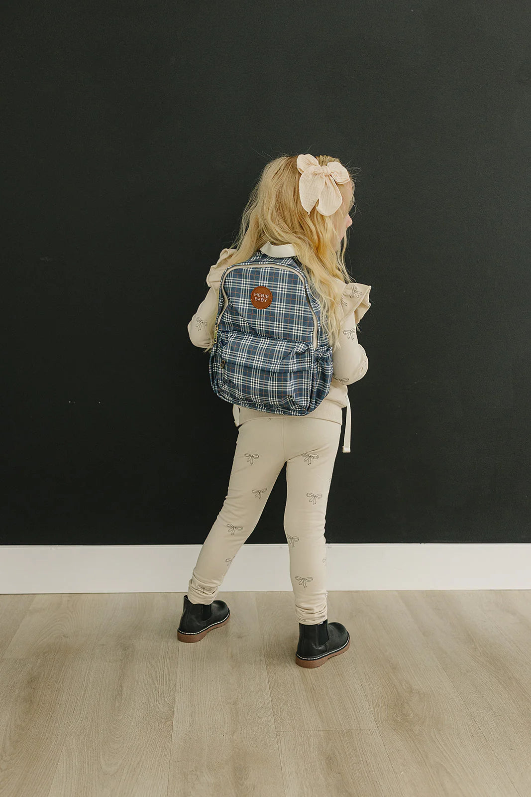 Mebie Baby Mini Backpack || Navy Plaid