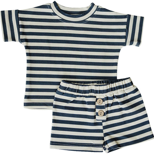 Mebie Baby Navy Stripe Short Set
