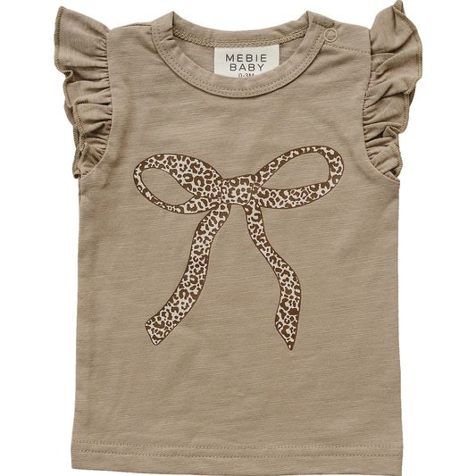 Mebie Baby Cheetah Bow Ruffle Tee