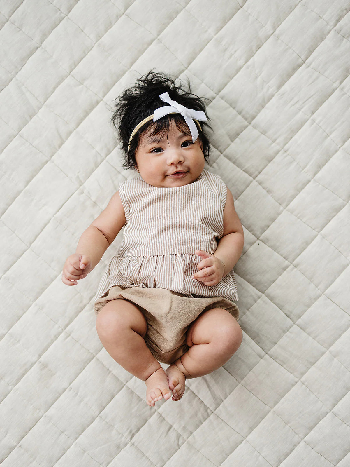 Mebie Baby Tan Stripe Peplum Set