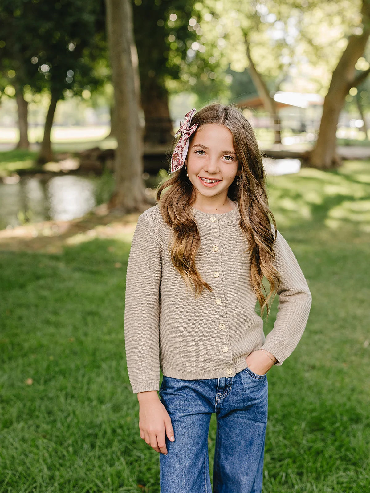 Mebie Baby Brown Knit Button Down Cardigan