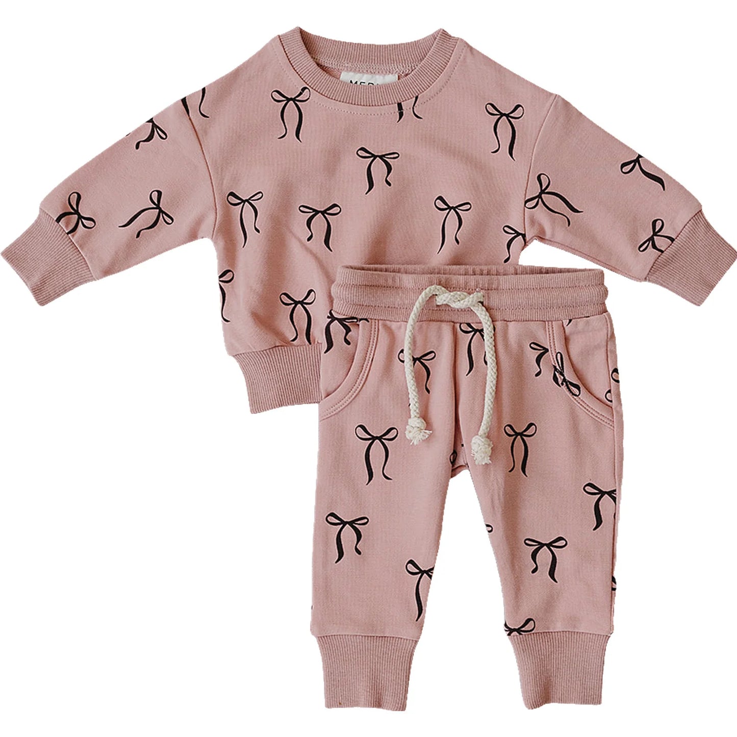 Mebie Baby Blush Bows French Terry Set
