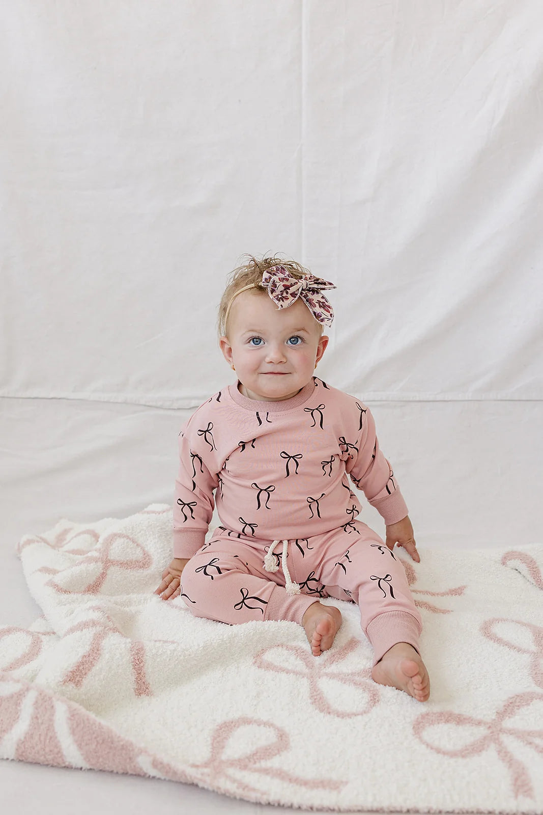 Mebie Baby Blush Bows French Terry Set