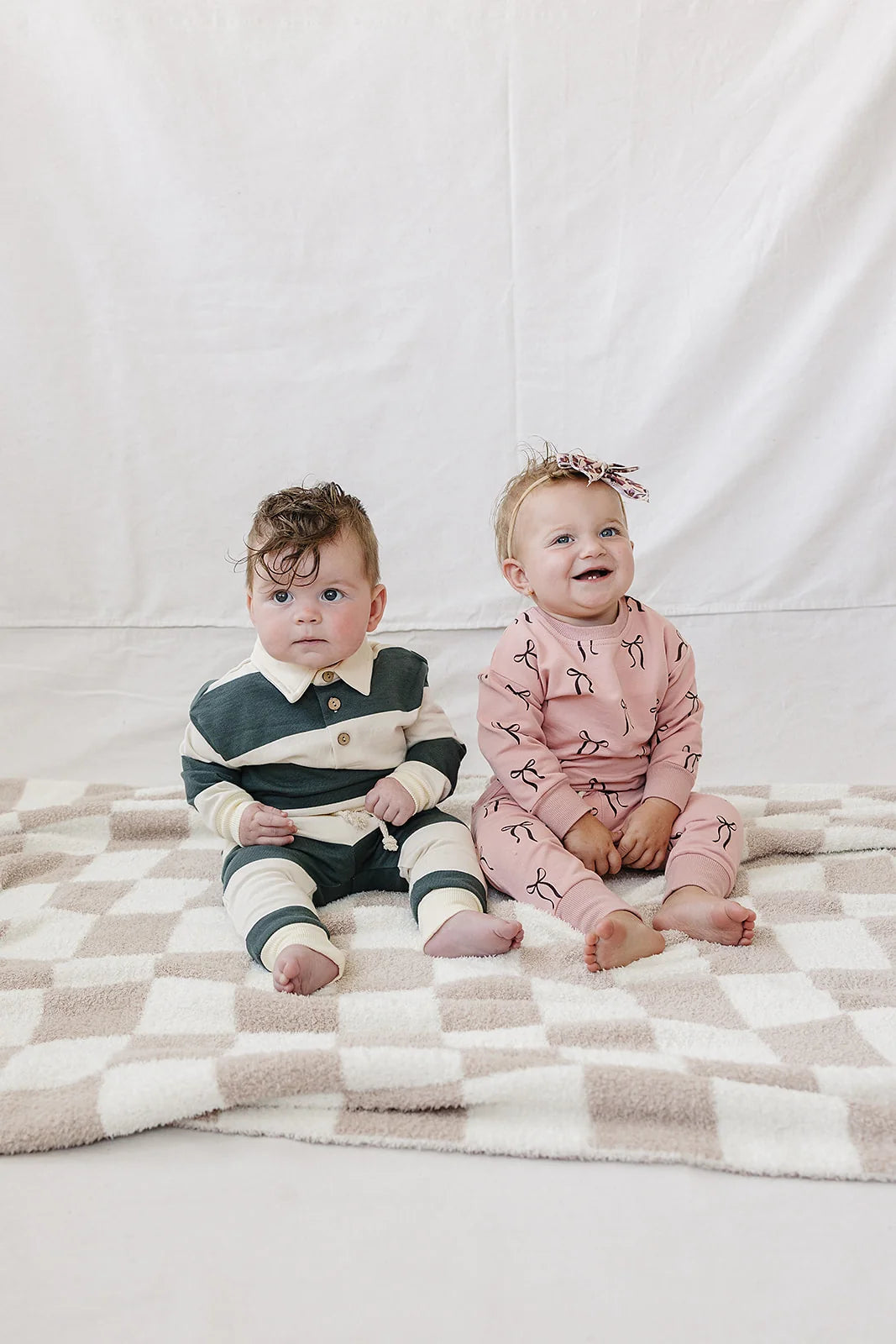 Mebie Baby Green Stripe Collared French Terry Set