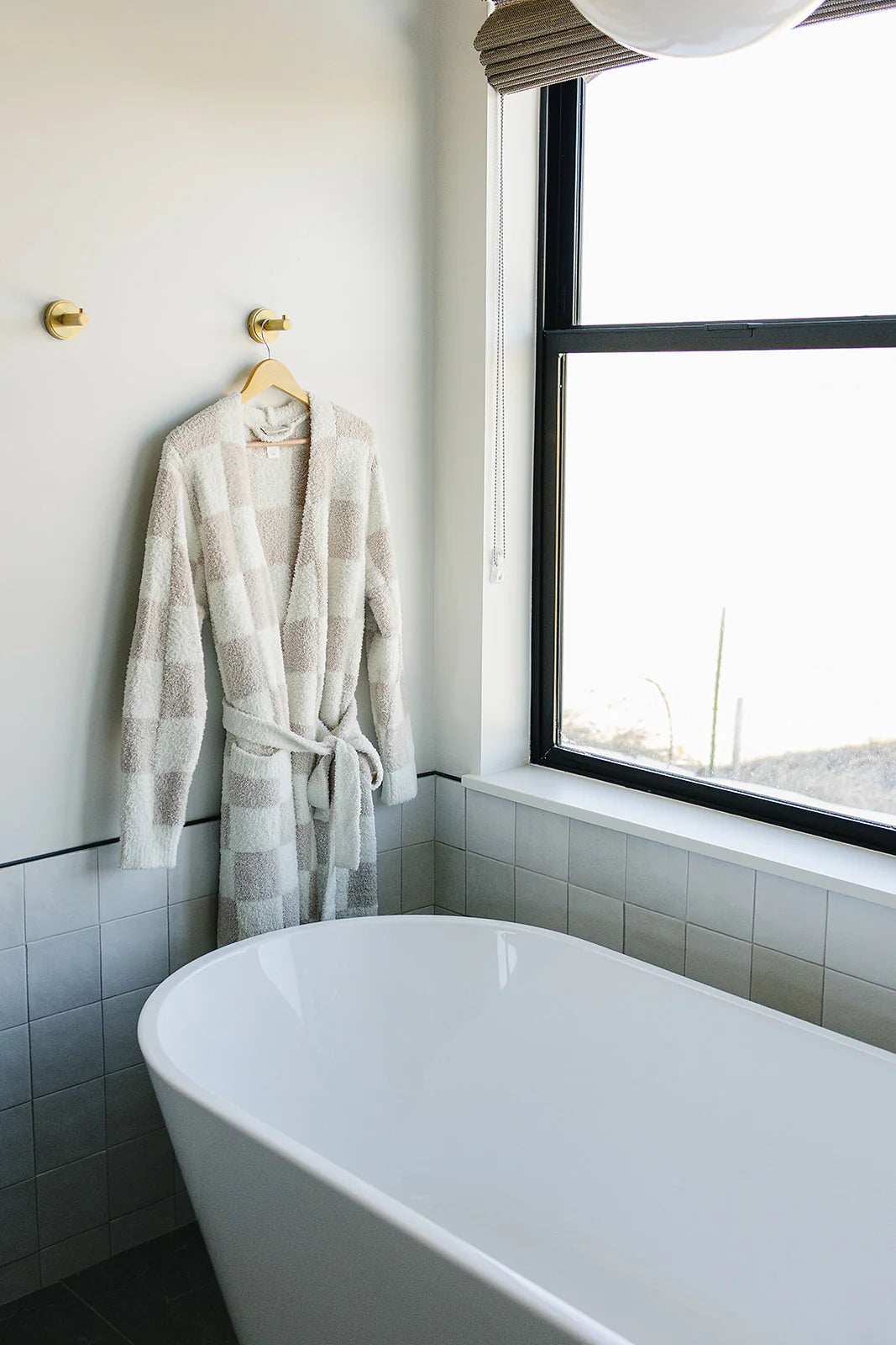 Mebie Baby Women's Taupe Checkered Robe