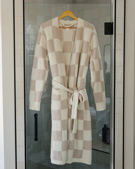 Mebie Baby Women's Taupe Checkered Robe