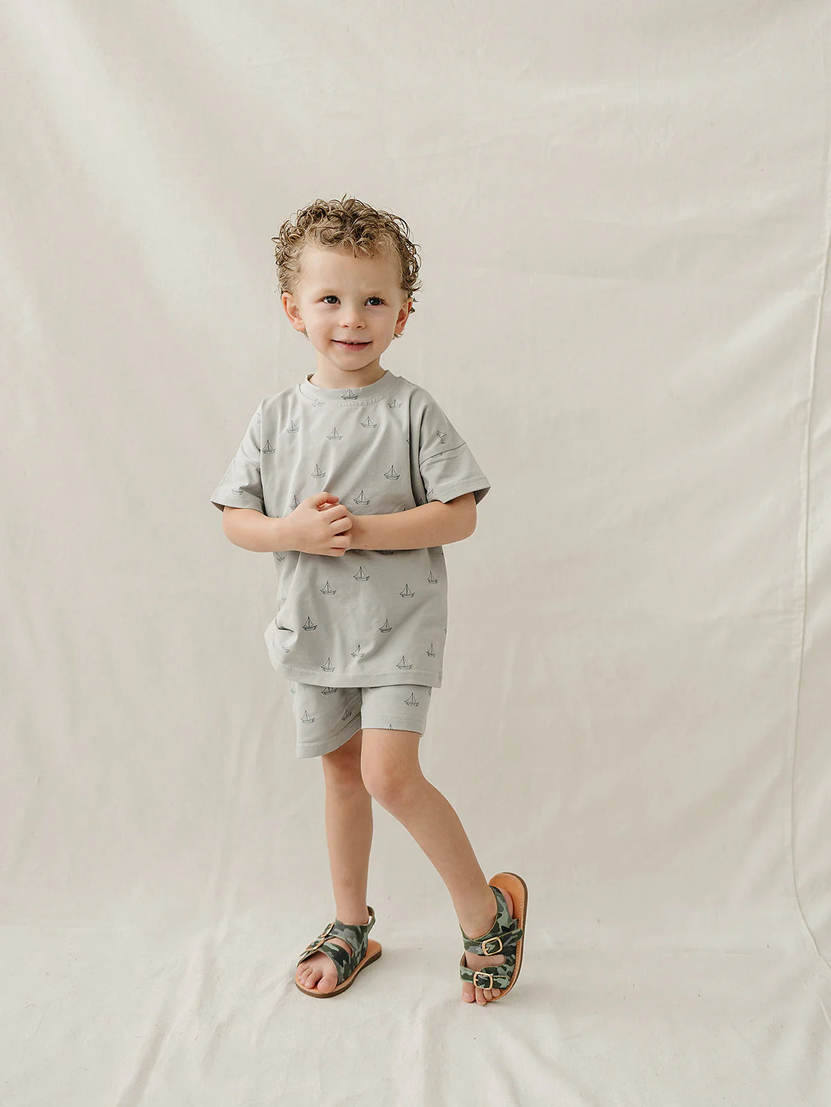 Mebie Baby Sailboat Button Short Set