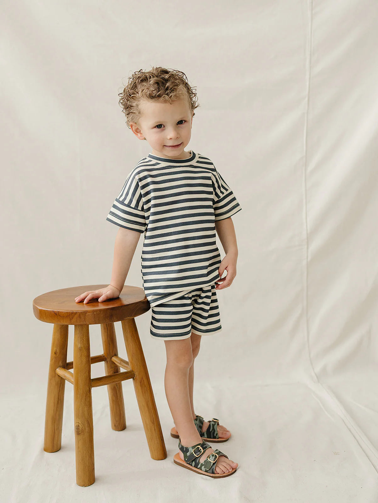 Mebie Baby Navy Stripe Short Set